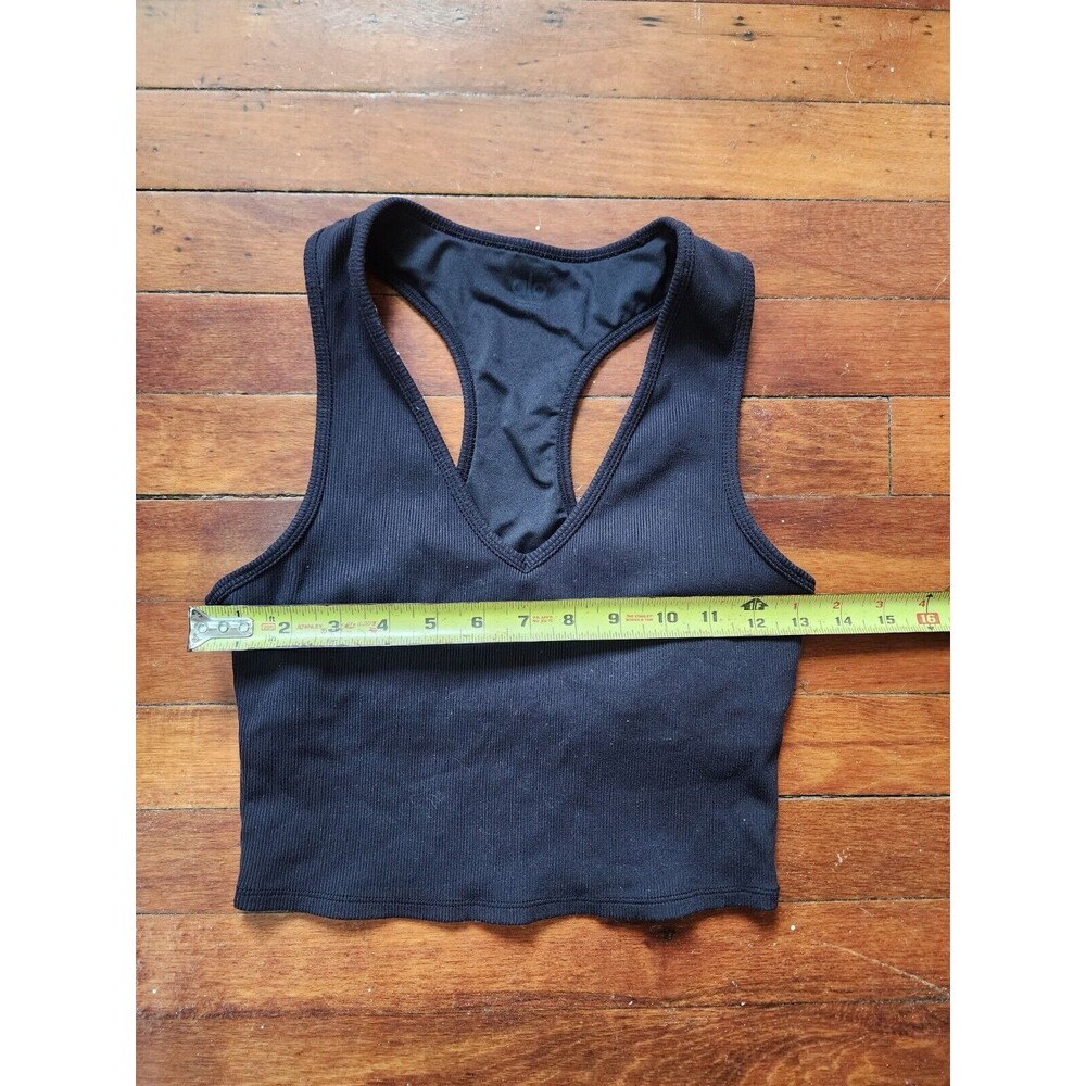 ALO Goddess Ribbed Cropped Racerback Tank Black Size Medium - Picture 7 of 7